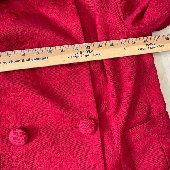 Talbots Red Blazer Jacket Double Breasted Jacquard Lined Women's Size M Career - Picture 8 of 13